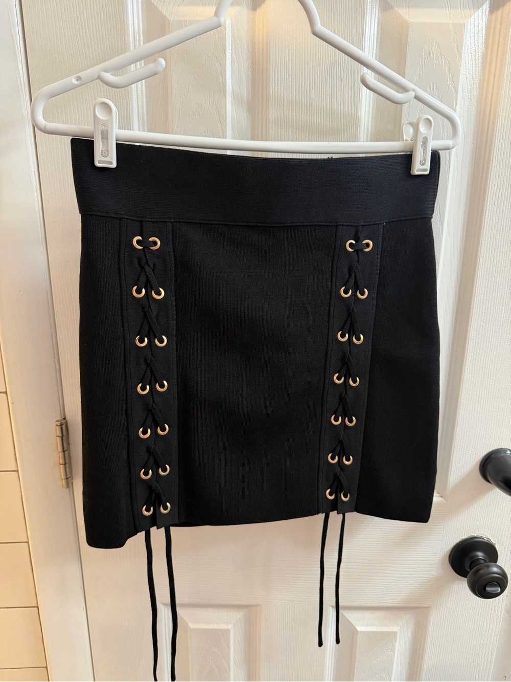 Zara Knitwear Collection Mini Skirt with Front Lace-Up Detail